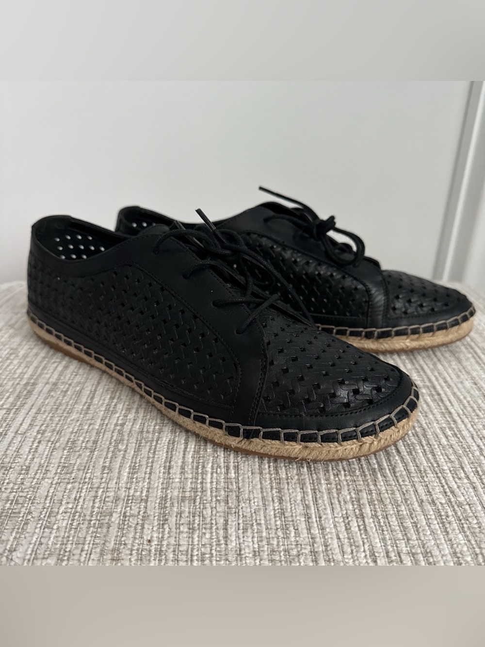 Black Espadrille Lace-Up Shoes